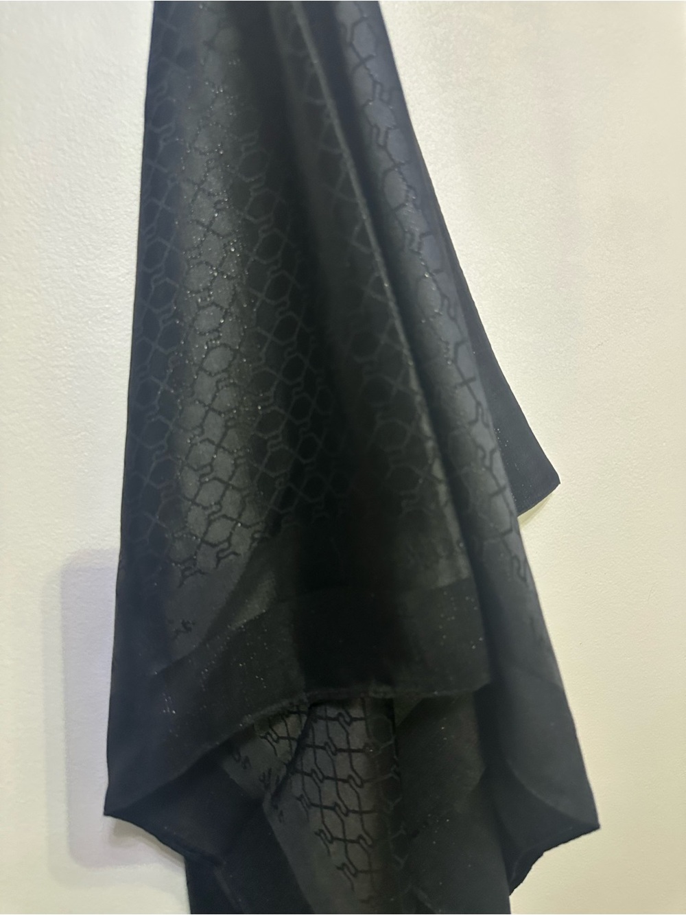New black with shiny pattern scarf 54” x 54”